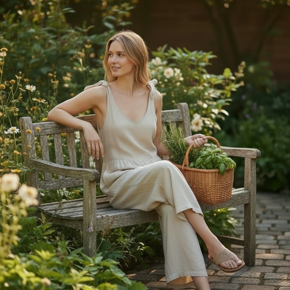 Cropped Linen Jumpsuit-NWOT